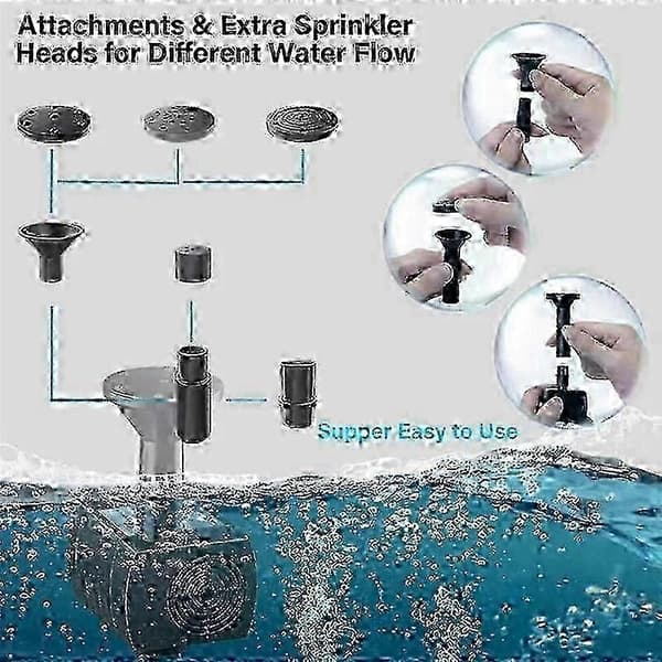 Solcellsdriven fontänpump Vattenpump för fågelbad Trädgård Bakgård Pool Solcellsdriven vattenfontänpump Silver