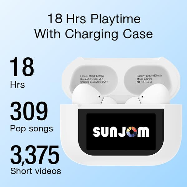 Earpods Pro Headphones with Bluetooth 5.0, Wireless Bluetooth Headphones with Smart Touch Screen Case, Noise Cancellation for Clear Calls for iOS & Android