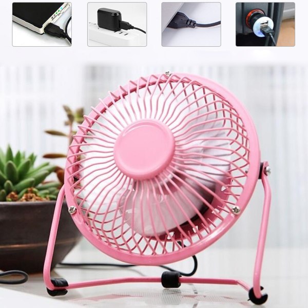 Mini lydløs USB-ventilator - 4 tommer - PinkHome Furnishings