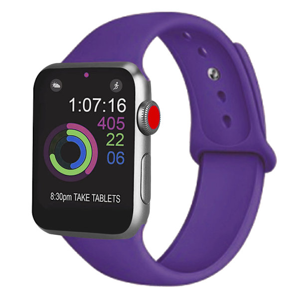 Urheiluranneke Yhteensopiva Kello 42-44mm Pehmeä Silikoni Vaihto Urheiluranneke Yhteensopiva iWatch Sarjan 5/4/3/2/1, S/M, M/L-syvä violetti