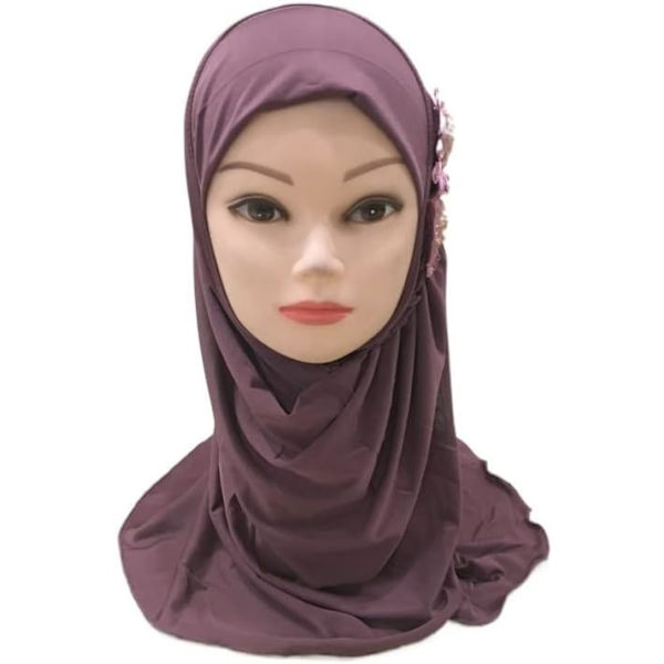 Muslimsk hijab för kvinnor Vacker liten flicka hijab med blommor Passar 2-7 år gamla barn Dra på sjal Huvudduk Hijab