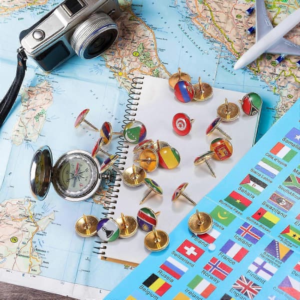 200 Pieces Flag Pins Creative Push Pins Thumbtacks Creative Thumbtacks World Map Push Pins Map Pins 2025