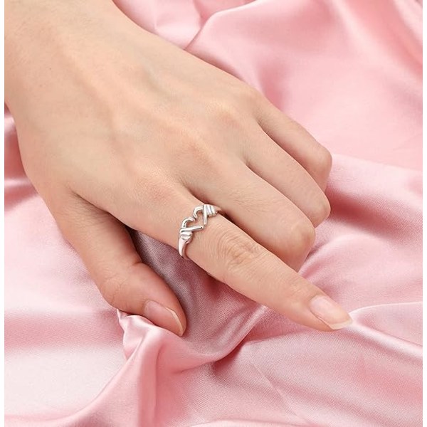 925 Sterling Sølv Hjerte Claddagh Ringer - Justerbar Hvit/18K/Rosegullbelagt Irsk Claddagh Ring Vennskap Løfte Kjærlighet Hjerte Smykker Ringer