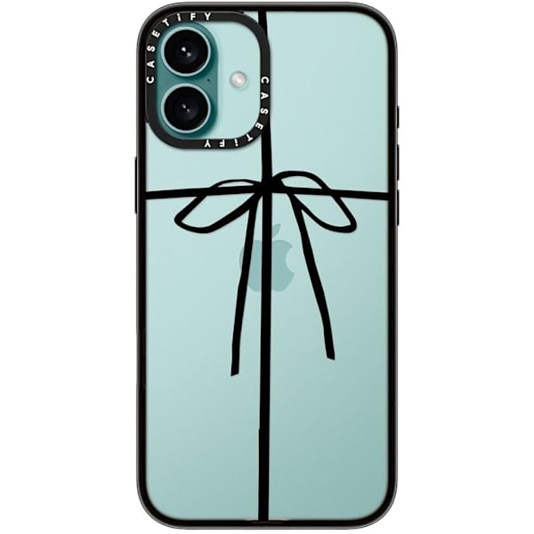 Kompakt iPhone 16 Pro Max Deksel [Lettvekt / 1,2 m 2X Militær Grad Fallbeskyttelse/Slank] - Kirsebær - Klar Svart Wrapped in a Bow iPhone 16 Plus