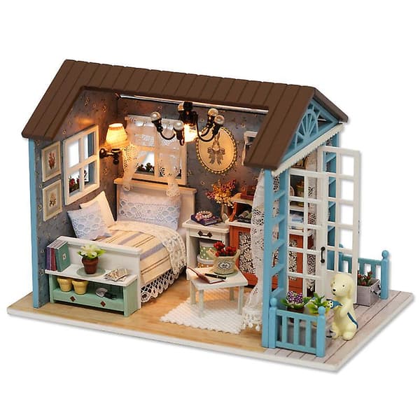DIY Dollhouse with Dust Cover, Building Kit, Christmas Gift