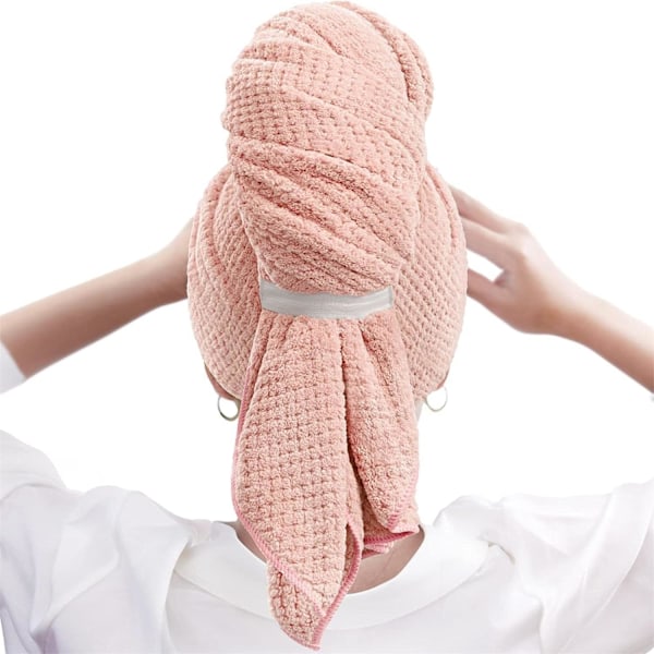 Suuri mikrokuitupyyhe naisille, anti-frizz pyyhe kuminauhalla | Erittäin imukykyinen | Speed ​​Pyyhe Pink