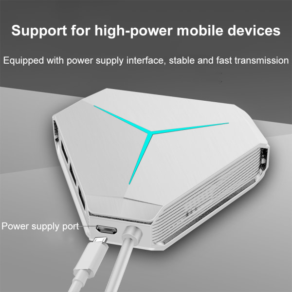 USB hub splitter ABS udvidelseshub interface bærbar computer U disk højhastighedsekspander-Børstet hvid USB2.0+ seks porte