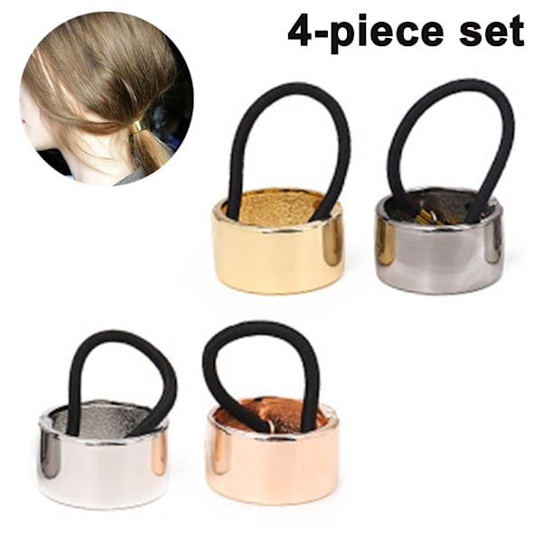 4 stk. Metal Cirkel Hestehale Holder Hårbånd Guld Manchet Metal Hårbånd Hårstrik Elastisk Hårklemme Hårholder Tykt Hår