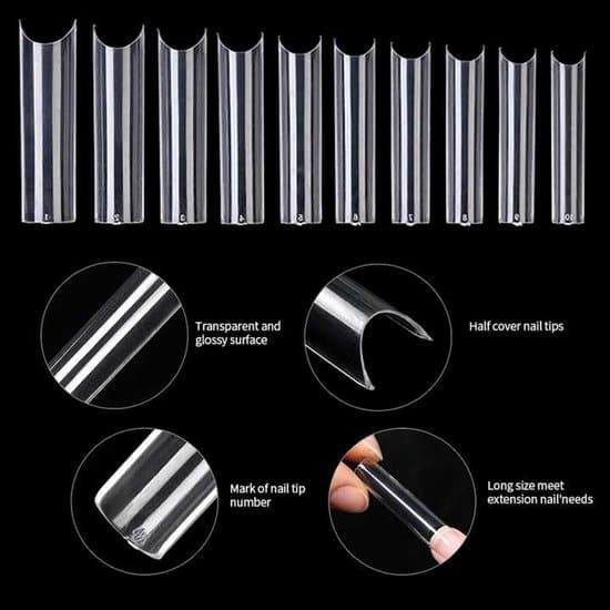 Clear Acrylic Nail Tips – Extra Long Straight Square Nail Tips – Nail Tips for Gel Nails – Transparent False Nails – Press-On Nails 200