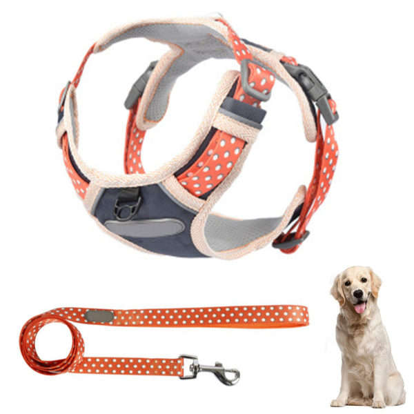 Hundbröstsele Dragrep, andningsbar husdjursväst-Orange bröstband storlek S + orange dragsko storlek M