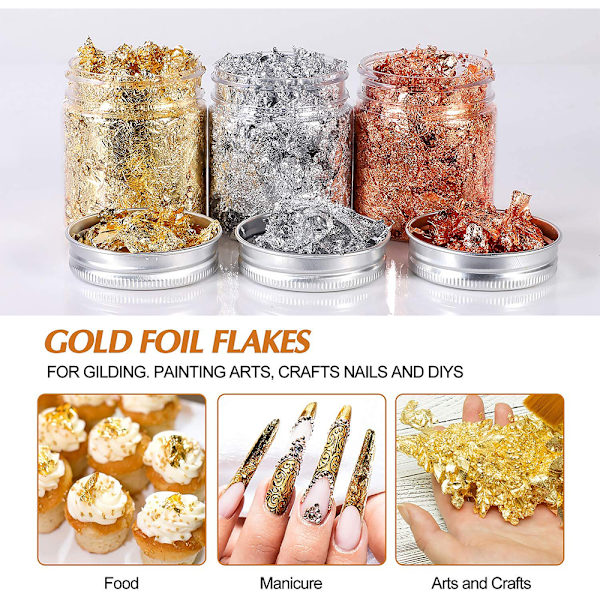 Neglekunst Dekorativ Guldfolie (Guld i 10g Aluminiumhætteflaske) makeup