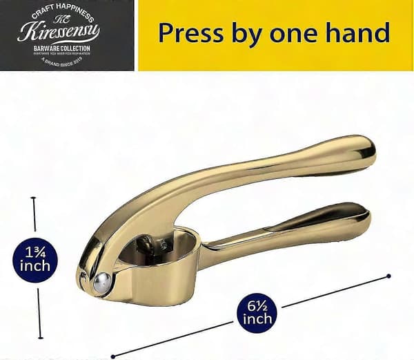 Premium vitlökspress - Lätt att pressa, rostfri och diskmaskinsäker - Guld
