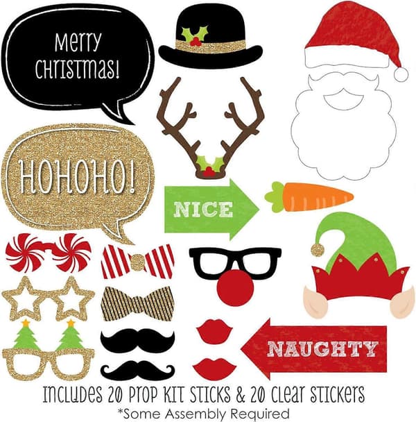 Julfest - Fotobåsrekvisita - 20-pack