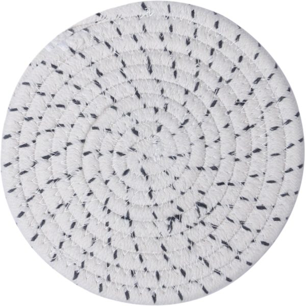 Grå 3-delars set: 100 % bomullssnöre flätad grytunderlägg set, 7\" diameter