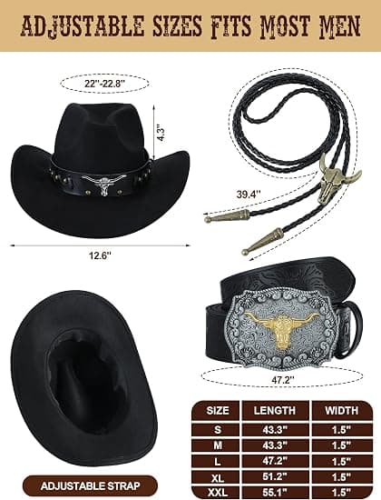 4-osainen cowboy-asu miehille Western-asu Halloween L