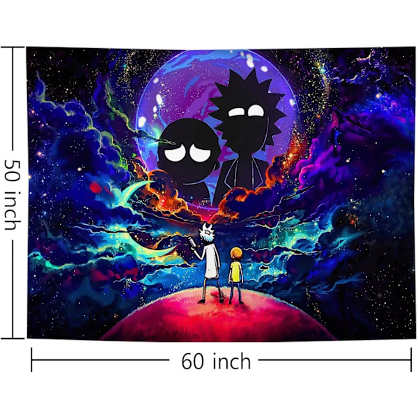 Värikäs galaksi ja kuu -seinavaatteet, psykedeelinen taide -seinavaatteet seinäkoristeeksi olohuoneeseen, makuuhuoneeseen ja opiskelija-asuntoon 130 x 150 cm (50 x 60 tuumaa)
