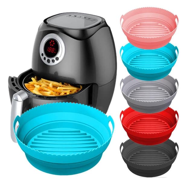 Silikoneform til Airfryer, Sammenklappelig rund Air Fryer silikoneform 20 cm Grå 20 cm Grå Grey 20 cm