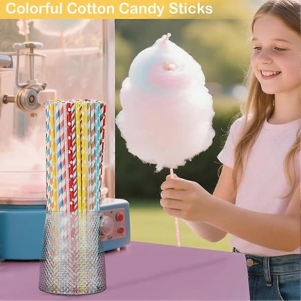 200 Stykker Candyfloss-kegler, Candyfloss-pinde 11,8 Tommer - Lyse Tilfældige Farver, Candyfremstilling - Forhindrer Klæbrige Hænder Multicolor
