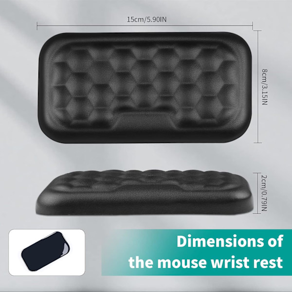 Musematte med håndleddstøtte, minnefoam hvilepute for å lindre albue smerter, armstøtte pute for hjemmekontor, skrivebord, spill, læring (5,9 x 3,15 x 0,79 tommer)