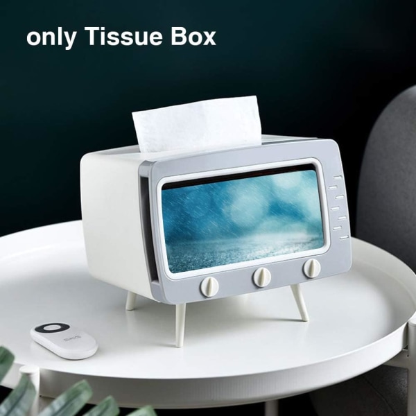 Tissue Box, våtservetter Förvaringsbox Vävnadshållare Halkfri löstagbar tv-form, kan byggas in mobiltelefon, används på hemmakontoret (vit)