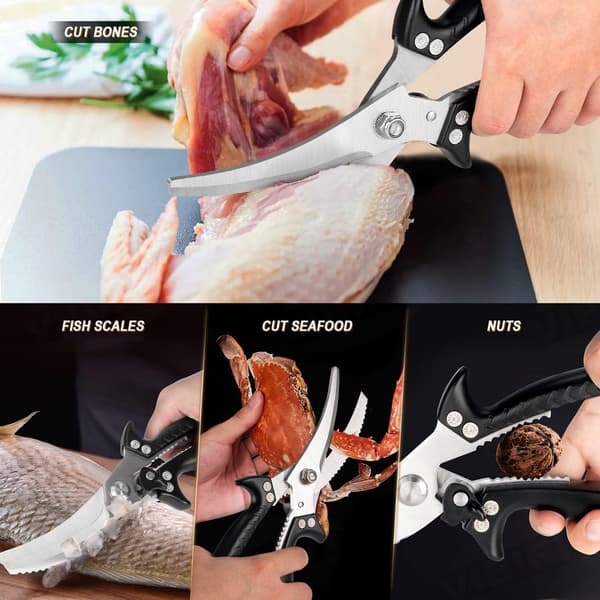 Kitchen Shears Heavy Duty Kitchen Scissors, Sharp Cooking Scissors Stainless Steel Shears, Spring Loaded Dishwasher Safe Scissors for Meat, Chicken