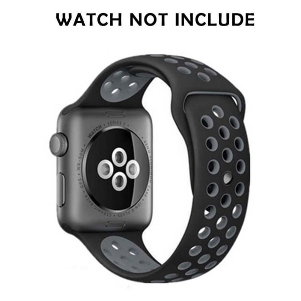 Kompatibel med Apple Watch-armband 38-40mm/42mm-44mm, andningsbart silikon sportbandersättning - 38/40mm svart med cool grå