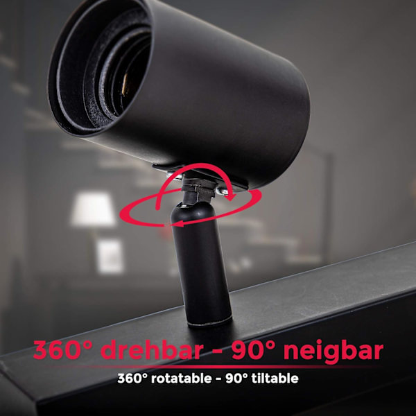 Taklampor med 3 spotlights, moderna takräls och ledstänger, kök, vardagsrum, korridor, matsal