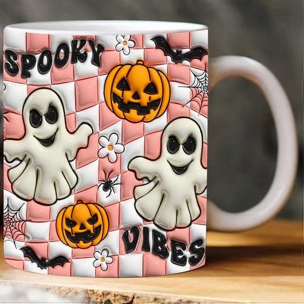 3D-effekt Halloween-krus Hjemmekøkkenindretning Kaffekop til kaffe, te, varm chokolade