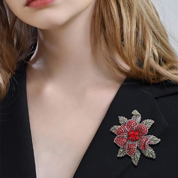 Retro Blomformade Broscher Bling Diamantprickade Romantiska Blom Broschnålar för Kvinnor Flickor