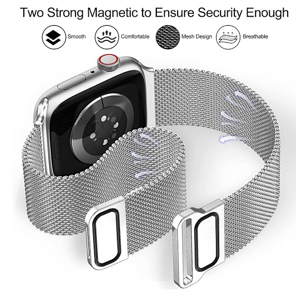 Magnetisk Apple Watch-rem - Sølv 42/44/45mm