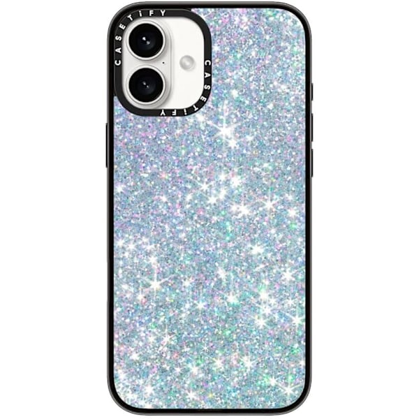 Kompakt iPhone 16 Pro Max Deksel [Lettvekt / 1,2 m 2X Militær Grad Fallbeskyttelse/Slank] - Kirsebær - Klar Svart Glitter Dream iPhone 16 Plus