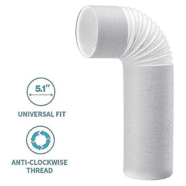 130 mm eksosslange for AC-enhet, fleksibelt PVC-ventilasjonsrør Vit