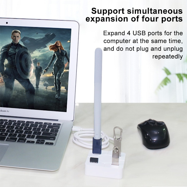 USB 3.0-hubb, Mini USB-hubb med 4 USB 3.0-portar kompatibel med MacBook, Mac Pro, Mac Mini, iMac, Surface Pro - Vit