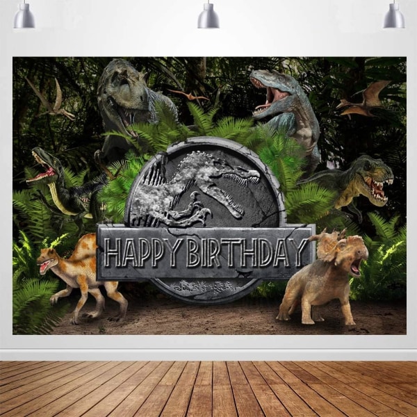 Dinosauriebakgrund för födelsedagsdekoration Jurassic Dinosaur Theme Photo Backdrops Dino Photography Bakgrund för festbanderolltillbehör 7x5ft Silke