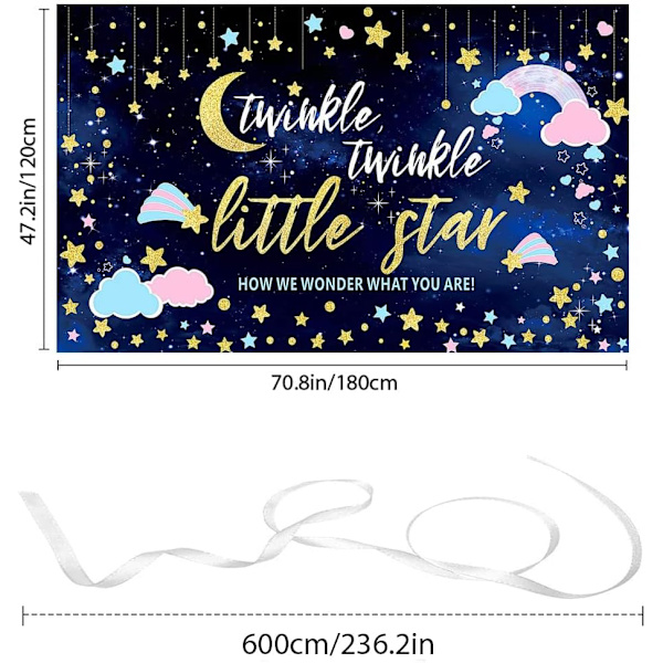 Kön avslöja banderoll fotografering bakgrund rosa blå moln banderoll glitter liten stjärna babyshower fotobanderoll för fest, 72,8 x 43,3 tum