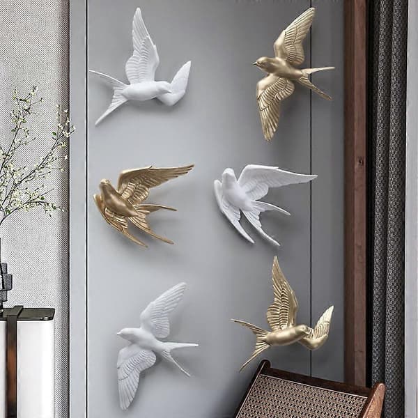 3D Mode Svala Veggdekorasjon Innovative Lettmonterte Veggmonterte Ornamenter for Stue B White