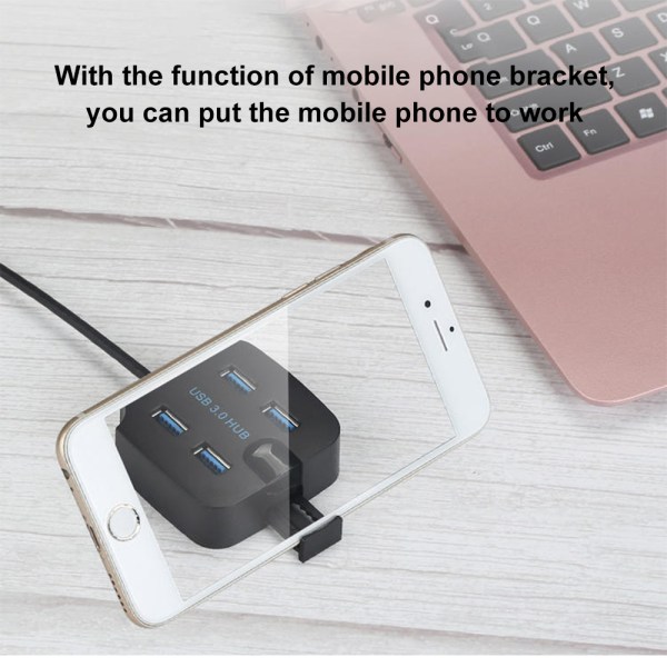 USB3.0 4-porttinen HUB 4-porttinen USB-jakaja Puhelinteline 3.0hub Super Speed Splitter 5Gbs-Musta 3.0