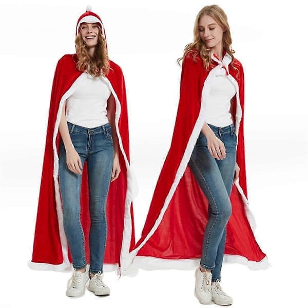 Julekappe Julemandskappe Hætteklædt Kappe Kostume til Kvinder Cosplay Sceneoptræden Kostume Julepynt S
