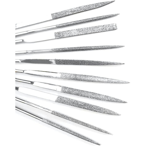 Diamantfiluppsättning, 10 stycken 140 mm Mini-modellering Riffler-filer 3 mm skaft Assorterade små nålfiler Triangulär fyrkantig platt form Metallfiluppsättning