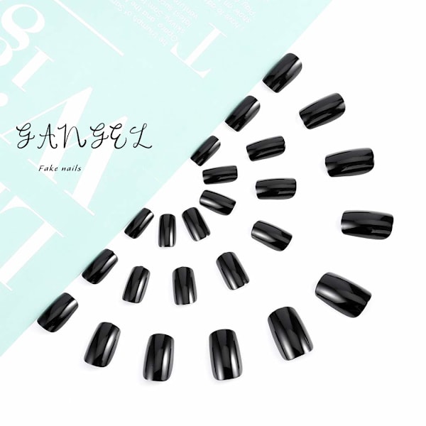 1 stk. manicure falske negle (D65 firkantet hoved ren sort [lim model])Skønhed og sundhed