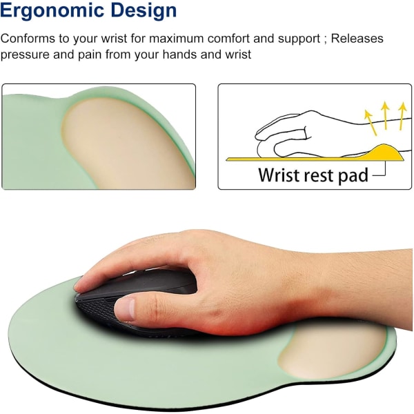 Musmatta med handledsstöd Handledsstöd Ergonomisk spelmusmatta halkfri minneskum halkfri dyna för bärbar dator, spel och kontor