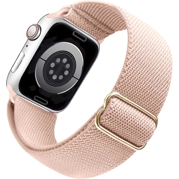 Elastisk klokkearmbånd Kompatibelt med Apple Watch Band 45mm 44mm 42mm Komfortabelt Justerbart Sportarmbånd for Kvinner Menn - Lys Rosa