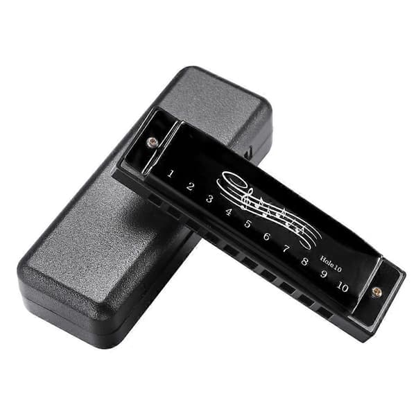 Harmonica in C Major, 10-Hole Blues-Harp Diatonic Harmonica 20 Tones Black