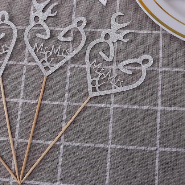 Tårtval Silver Glitter Papper Tårttoppar för Dekoration 16 st