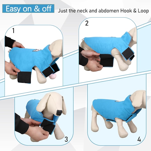 Vindtät vintervarm fleece liten hundkappa reversibel jacka reflekterande mjuk husdjursväst, kallt väder hundtröja kläder koppel överrock, blå, S