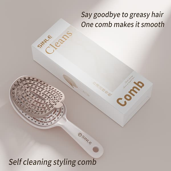 Sinle Quick Clean Easy-Clean Hårkam, Teleskopkam, TPEE Hårfjerningsbørste, Selvrengørende Hårkam til Kvinder.