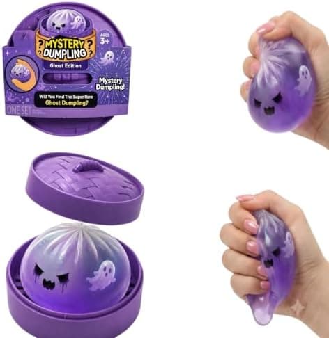 Halloween Ghost Dumpling Squishies, 1 stk. Mystery Lilla Søde Bao Dumplings med dampkoger, Stressaflastende Fidget Sensoriske Klemmebolde Strækbare til