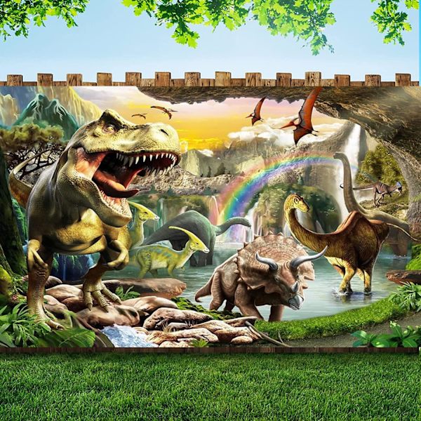 Dinosaurus-teemainen onnellinen syntymäpäiväbanneri Dinosaurus syntymäpäiväjuhlan taustakuva Dinosaurus tausta Photobooth-rekvisiitta lapsille