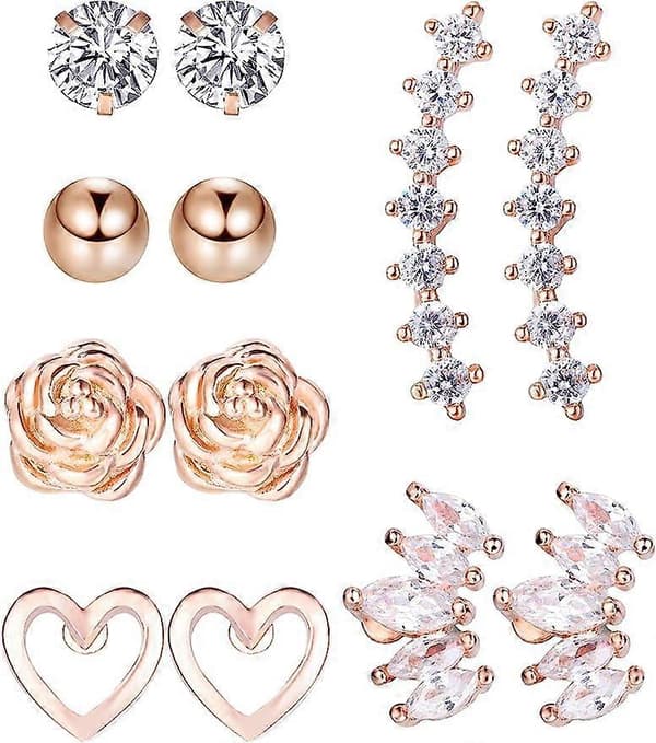 6 par øredobber i rustfritt stål Tragus brusk øredobber Labret Studs Barbell leppe nese kroppspiercing for menn kvinner ornament