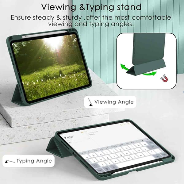 New iPad Pro 11-inch Case 2022 (4th Gen)/2021 (3rd Gen)/2020 (2nd Gen) with Pencil Holder, Smart iPad Case [Support Touch ID